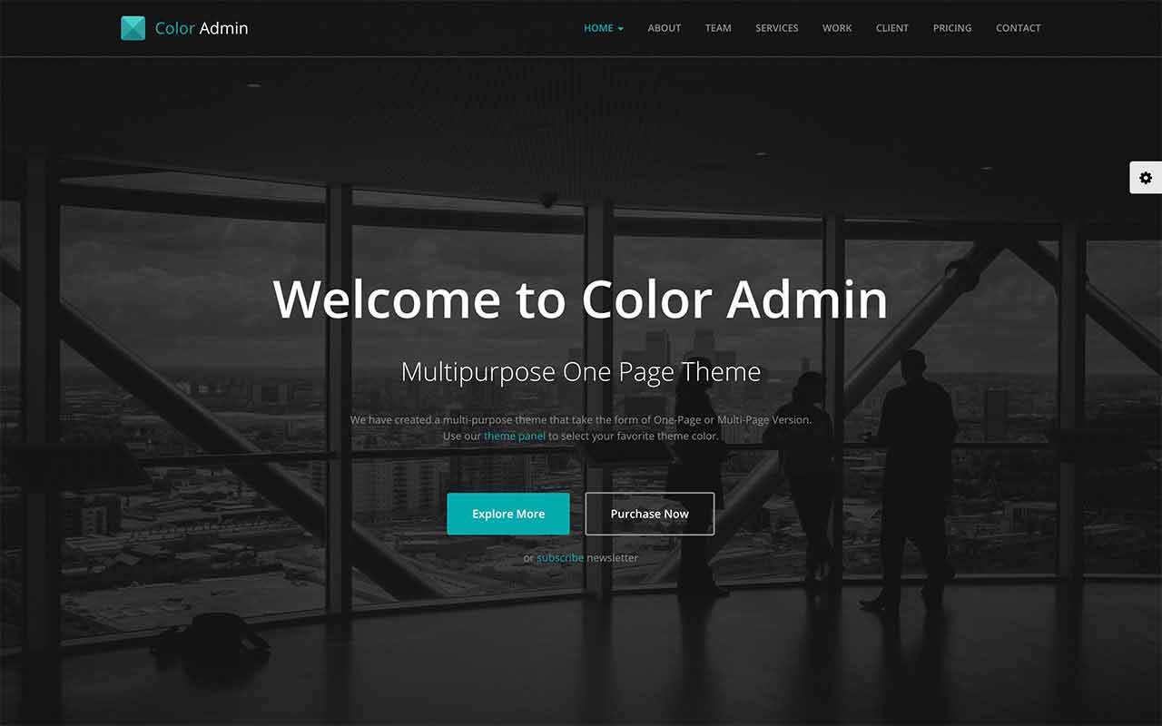 Color Admin One Page Parallax Version